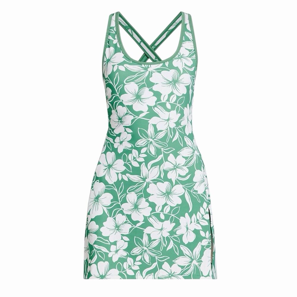 RLX Ralph Lauren Green Floral Crisscross Racerback Active Dress Tennis Golf XXS